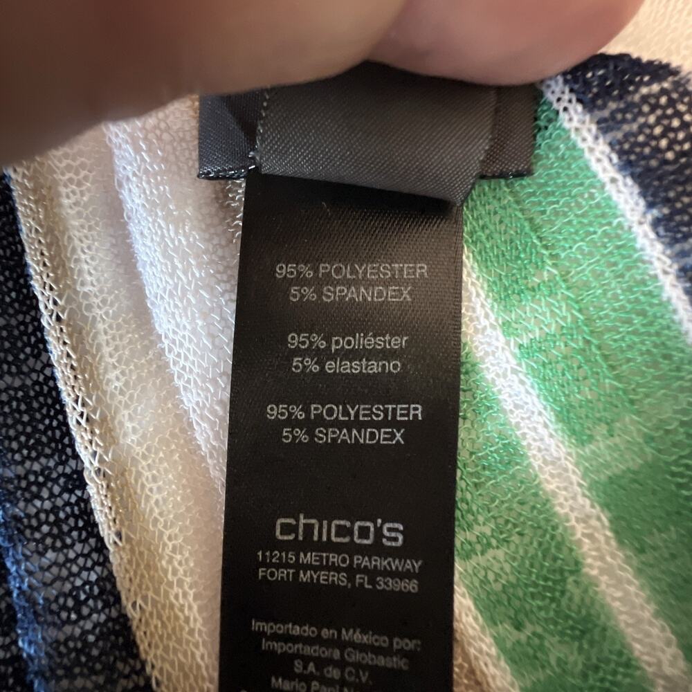 Chico's 2 chicos large Travelers Jacket Striped Cardigan Sweater Green NWT - Picture 9 of 11